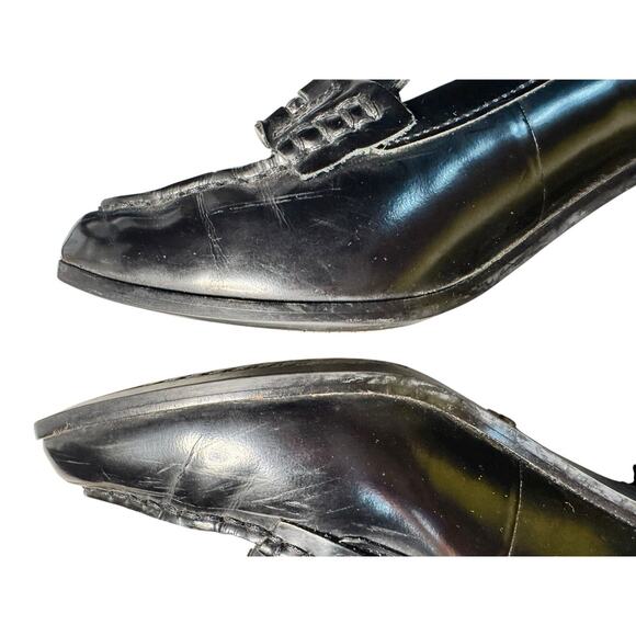 Ralph Lauren Black Leather Chunky Block Heel Loafers 9B Preppy Chic 90s Office - Picture 9 of 12